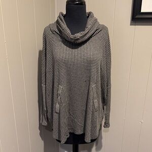 n/p Elegant Gray Cowl Neck Sweater Relaxed Fit Knit Pockets for Women